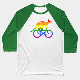 Cyclist Kangaroo Bicycle Funny Sport Motivation Rainbow Flag Baseball T-Shirt